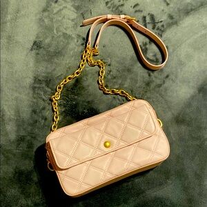 NWOT Blush Pink Leather Camera Crossbody Shoulder Bag